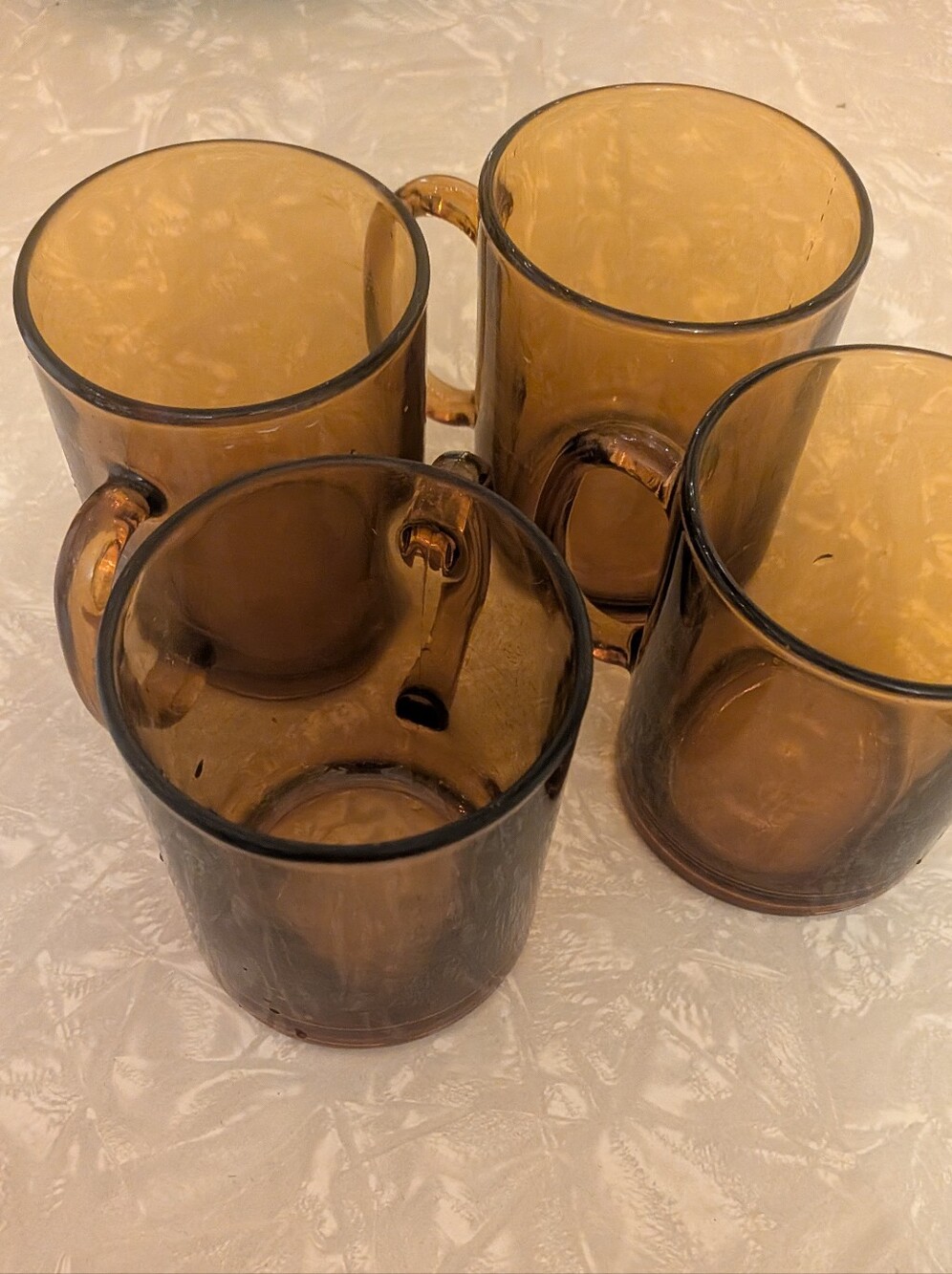Vintage Amber Glass Mugs - Set of 4